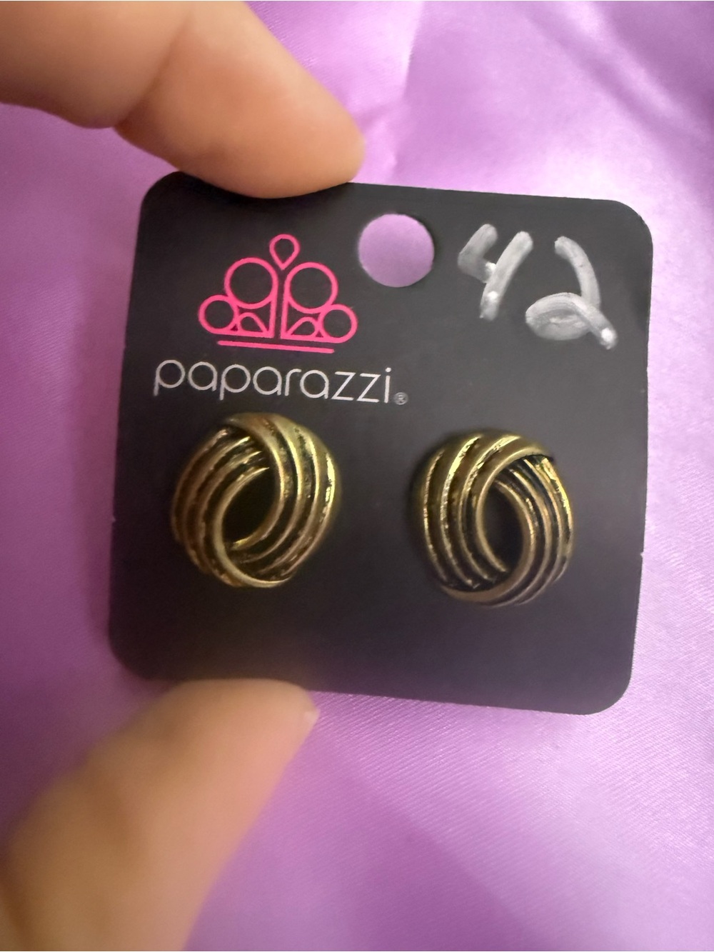 Paparazzi Antiqued Gold Twisted Knot Stud Earrings